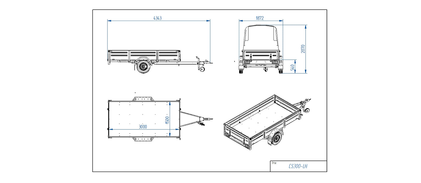 TIKI CS300-LH - Obromsad släpvagn - Totalvikt 750kg